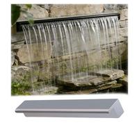 Cajón de desagüe extralargo de 68" para Piscinas y Jardines Exteriores. Kit de Salida para Fuente Detive con Conector. Cascada empotrada para Estanque (Plateada).