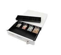 Cajón de efectivo Olympia M405 metálico blanco 4 billetes 8 monedas electrónico