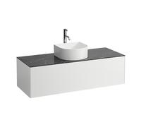 Cajón del Sonar, 1 cajón, adecuado para los lavabos 812340, 812341, 812342, 812343, recortado en el medio para el lavabo y el grifo, H4054250341431, Color: blanco mate/ nero marquina