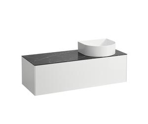 Cajón del Sonar de funcionamiento, 1 cajón, adecuado para los cuencos de los lavabos 812340, 812341, 812342, 812343, recortado a la derecha para el lavabo, H4054230341431, Color: blanco mate/ nero mar
