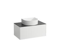 Cajón del Sonar de funcionamiento, 1 cajón, apto para lavabos 812340, 812341, 812342, 812343, recortado en el centro para lavabo, H4054110341431, Color: blanco mate/ nero marquina