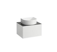 Cajón del Sonar de funcionamiento, 1 cajón, apto para lavabos 812340, 812341, 812342, 812343, recortado en el centro para lavabo, H4054010341431, Color: blanco mate/ nero marquina