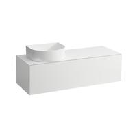 Cajón del Sonar de funcionamiento, 1 cajón, apto para lavabos 812340, 812341, 812342, 812343, recorte a la izquierda para el lavabo, H4054220341701, Color: Nieve (blanco mate)