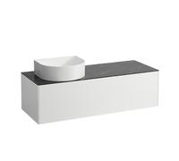 Cajón del Sonar de funcionamiento, 1 cajón, apto para lavabos 812340, 812341, 812342, 812343, recorte a la izquierda para el lavabo, H4054220341431, Color: blanco mate/ nero marquina