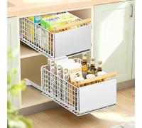 Cajón extensible para cocina - 2 unidades, sistema de cajones telescópicos con extensión completa, sin agujeros, hasta 25 kg - Organizador de cajones para armarios profundos, cajón telescópico blanco
