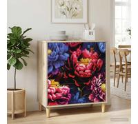 Cajón KIEL Dark Peony Print 66 x 36,5 x 75 cm Sonoma | Madera de ingeniería,pies elevados,impresión decorativa,amplio espacio de almacenamiento,dormitorio,sala,pasillo,vestidor
