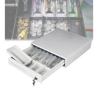 Cajón Metálico for Efectivo 4 Compartimentos for Monedas 5 Billetes, Caja Manual o Automática, Acero Duradero for Comercio Minorista, Restaurantes y Cajas Registradoras(White)