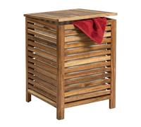Cajón para ropa sucia Relaxdays, con bolsa extraíble, 80 l, marrón/blanco