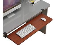Cajón para teclado debajo del escritorio, bandeja extraíble con abrazadera para teclado y mouse, fácil instalación sin taladro, estantes de madera de 520/650/750 x 250 mm, solución para ahorrar