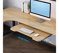 Cajón para teclado y mouse debajo del escritorio, bandeja deslizante blanca, 60 x 27 cm, extensión de escritorio para espacio de trabajo ergonómico, acabado de nogal, fácil instalación, solución que