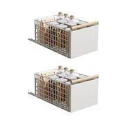 Cajón telescópico, 2 cajones plegables y extensibles para cocina, 23,5 x 19,5 x 39,5 ~ 56,5 cm, organizador de armario extensible de metal, sin agujeros, organizador de armario de cocina, color blanco