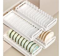 Cajón Telescópico, Escurridor De Platos Acero Inoxidable, Cajón Extraíble Para Cocina, Escurreplatos Extensible, Armario Con Cajones Extensibles, Con Tiras Nano-adhesivas, Sin Taladrar(Plate Rack)