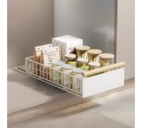 Cajón telescópico, plegable y extensible, para cocina, 23,5 x 11 x 39,5 ~ 56,5 cm, organizador de armario extensible de metal, sin agujeros, organizador de armario de cocina, color blanco