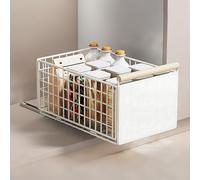 Cajón telescópico, plegable y extensible, para cocina, 23,5 x 19,5 x 39,5 ~ 56,5 cm, organizador de armario extensible de metal, sin agujeros, organizador de armario de cocina, color blanco