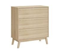 Cajonera aastmabospoo con 3 cajones mdf 90x80x40cm - efecto roble claro [en.casa]