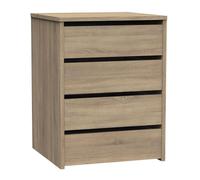 Cajonera armario auxiliar tamaño pequeño con 4 cajones en color blanco brillo o roble cambrian 46x64x45 cm