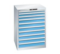 Cajonera, chapa de acero LISTA, H x A 1000 x 717 mm, 10 cajones