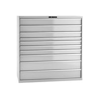 Cajonera, chapa de acero LISTA, H x A 1450 x 1431 mm, 10 cajones