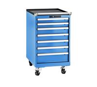 Cajonera, chapa de acero LISTA, H x A 990 x 564 mm, 7 cajones, rodante