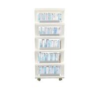 Cajonera con 5 cajones, caja con 4 ruedas, asas empotradas para una mejor estética, sistema de almacenamiento para oficina, cocina, baño, salón, 40 x 33 x 98 cm (blanco)