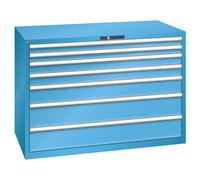 LISTA Cajonera con 7 cajones, A x P x H 1431 x 725 x 1000 mm, gris luminoso