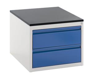 Cajonera con guías telescópicas RAU, altura 460 mm, 2 cajones de 180 mm