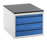 Cajonera con guías telescópicas RAU, altura 460 mm, 3 cajones de 120 mm