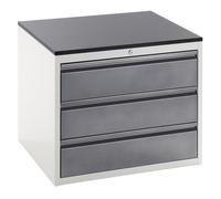 Cajonera con guías telescópicas RAU, altura 640 mm, 3 cajones de 180 mm