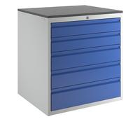 Cajonera con guías telescópicas RAU, altura 820 mm, cajones: 2 x 120, 2 x 150, 1 x 180 mm