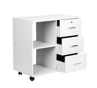 Cajonera Con Ruedas Archivador de 3 cajones con soporte for impresora, organizador lateral móvil debajo del escritorio, de madera con ruedas, estantes ajustables, almacenamiento for el hogar y la habi
