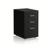 Relaxdays Cajonera metálica con ruedas y cerradura negro,plata