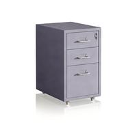 Relaxdays Cajonera metálica con ruedas y cerradura plata,gris