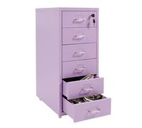 Cajonera con ruedas con 6 cajones, archivador móvil, armario de metal, archivador con cerradura con llave, armario con cajones, armario de almacenamiento para hogar y oficina, 28 x 41 x 69 cm (morado)