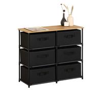 Cajonera de armario auxiliar roda 6 cajones de dormitorio roble cambrian y negro 76x68x30 cm