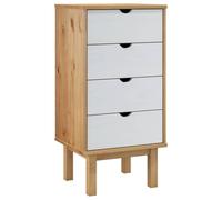 Cajonera de cajones de pino macizo 45x39x90 cm, 4 cajones, marrón y blanco | Pino macizo robusto, 4 cajones espaciosos, estilo escandinavo, montaje en pared incluido, fácil montaje