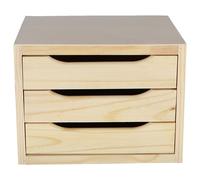 Cajonera de Madera de Pino Natural | Organizador o 4 Cajones | Sin Barnizar | 39 × 30 cm | Well Home