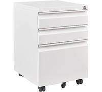 Cajonera de Oficina Armario Archivador Móvil con Cerradura Cajonera con Ruedas para Archivos con 3 Cajones Mueble Archivador Gabinete de Archivos Móvil para Estudio Despacho 39 x 50 x 62 cm Blanco