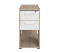 Cajonera de oficina, cajonera escritorio, archivador veltis 2 cajones, cerradura roble japonés y blanco 39,4x73x80 cm 40 cm