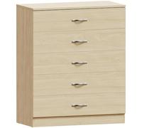 Cajonera de Pino, de Home Discount, 5 cajones con Tiradores y Corredores de Metal, Soporte de cajón único antiarqueamiento, Muebles de Dormitorio Riano