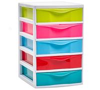 Cajonera de plástico 5 cajones multicolor 28 x 21.5 x 17.5 cm