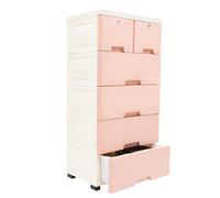 Cajonera de Plástico Con 6 Cajones - Armario Vertical Apilable Con 4 Ruedas y Cerraduras - Organizador Para Pasillo, Entrada