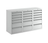 Cajonera H x A x P 900 x 1500 x 500 mm, 12 cajones de 100 mm de altura y 6 cajones de 200 mm