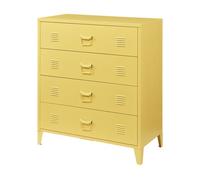 [en.casa] Cajonera Oficina Hämeenlinna Mueble de Taller Diseño Industrial Mueble Archivador para Oficina con 4 Cajones con Ranuras de Ventilación Acero 80 x 40 x 92 cm - Amarillo