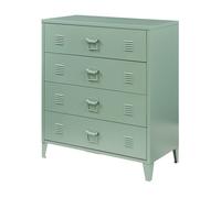[en.casa] Cajonera Oficina Hämeenlinna Mueble de Taller Diseño Industrial Mueble Archivador para Oficina con 4 Cajones con Ranuras de Ventilación Acero 80 x 40 x 92 cm - Verde Mate