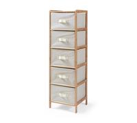 Cajonera maldon con 5 cajones vellón 122x37x35cm - bambú/beige [en.casa]