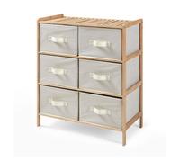Cajonera maldon con 6 cajones vellón 79x66x35cm - bambú/beige [en.casa]