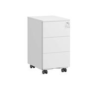 SONGMICS Cajonera, Archivador Móvil, Armario Metálico, Soporte para Impresora, con Cerradura, 3 Cajones, Premontado, Oficina, Oficina Casa, 40 x 30 x 54 cm, Blanco Mate OFC079W01