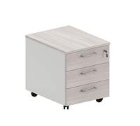 Cajonera Oficina con Ruedas, Archivador Móvil con 3 Cajones y Cerradura (Blanco Con Tapa Y Frentes De Color Olmo Claro, 42 x 56 x 51 cm)
