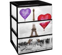 Cajonera Plástico 3 Cajones Modelo Negro Paris - Organizador Almacenamiento Ropa Dormitorio Escritorio - 37x38x47.3cm - Montaje Fácil - COM-FORT HOUSE