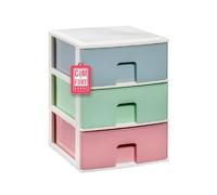 Cajonera Plástico 3 Cajones Multicolor Blanco - Organizador Almacenamiento Ropa Dormitorio Escritorio - 37x38x47.3cm - Montaje Fácil - COM-FORT HOUSE
